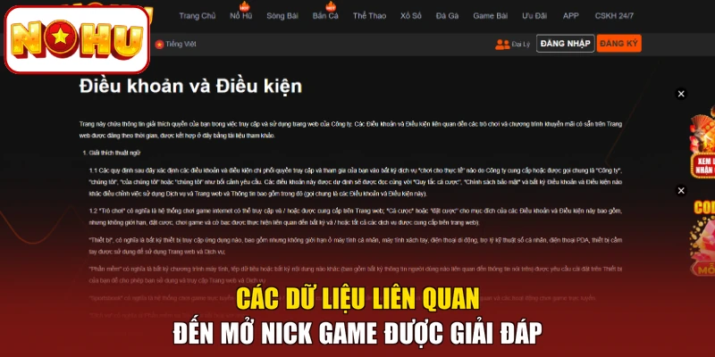 Các dữ liệu liên quan đến mở nick game được giải đáp