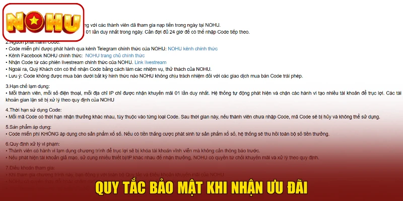 Quy tắc bảo mật khi nhận ưu đãi