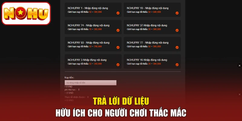Trả lời dữ liệu hữu ích cho người chơi thắc mắc